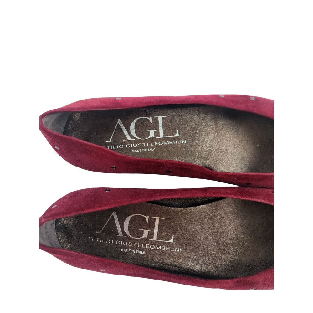 Attilio Giusti Leombruni AGL Red Suede Grommet Ballet Flats Shoes EU 37 6-6.5 US - Picture 9 of 11